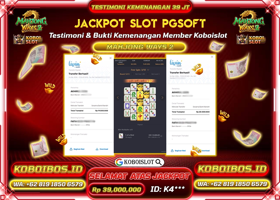 BUKTI KEMENANGAN K4*** SLOT GACOR MAHJONG WAYS 2 Rp39.000.000,- LUNAS